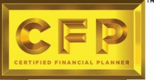 A gold colored logo for certified financial planning.