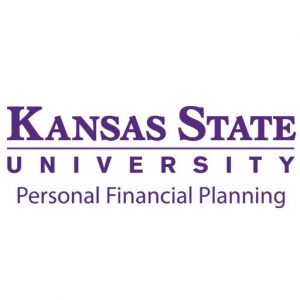 A purple and white logo for kansas state university.